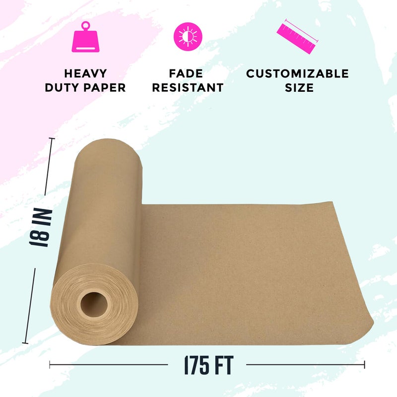 Bryco Goods Jumbo Kraft Paper Roll - Brown - 18" x 2100" (175') - USA Made - Suitable for Packing - Moving - Shipping - Crafts - Wall Art - Bulletin Boards - Floor Covering - Table Runner - Image 3